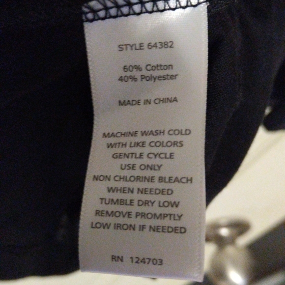 **SOLD**Rebecca Malone Blk blouse with fringe and decor Medium long sleeve - Picture 4 of 6